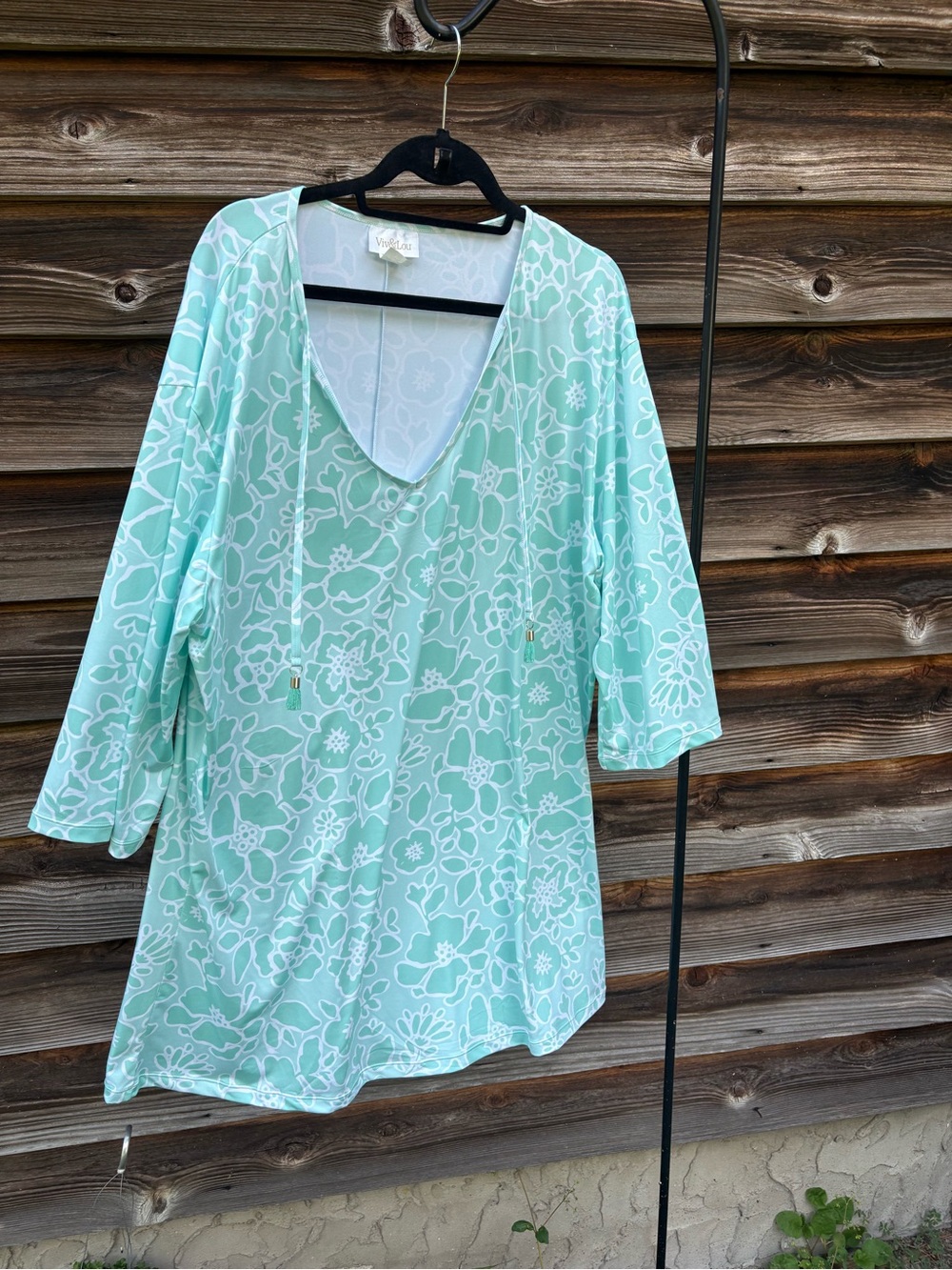 Light Aqua Floral Swim Cover-Up Tunic